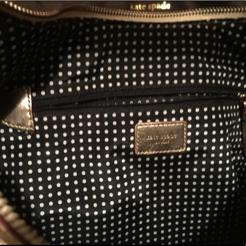 Kate Spade Natural Straw Woven Bag with Brown Leather Trim and Gold Accents